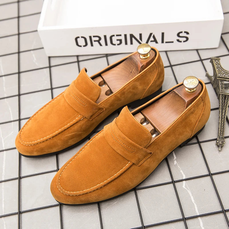 Men’s Suede Loafers – Pointed Toe Slip-On Dress Shoes
