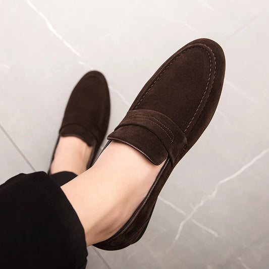 Men’s Suede Loafers – Pointed Toe Slip-On Dress Shoes