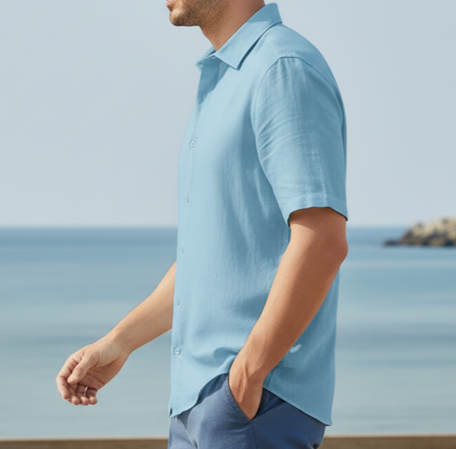 Cotton-Linen Shirt – Casual Summer Short Sleeve