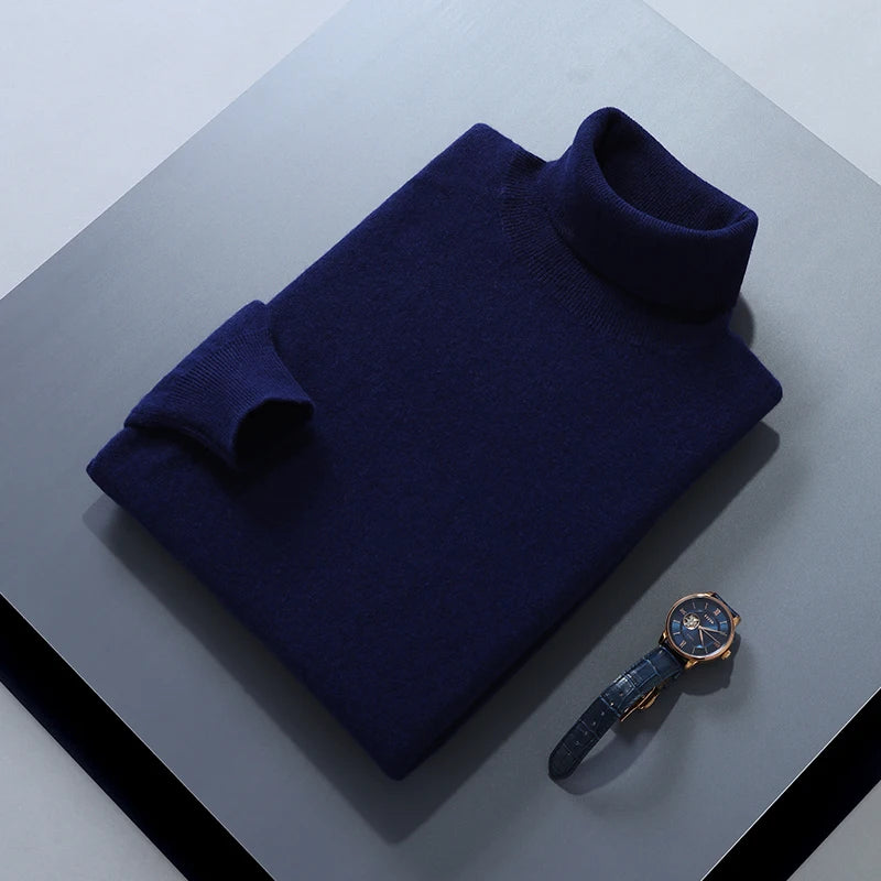 Men’s Cashmere Sweater – Soft, Warm Knitted Jumper with Turtleneck, Autumn/Winter Essential
