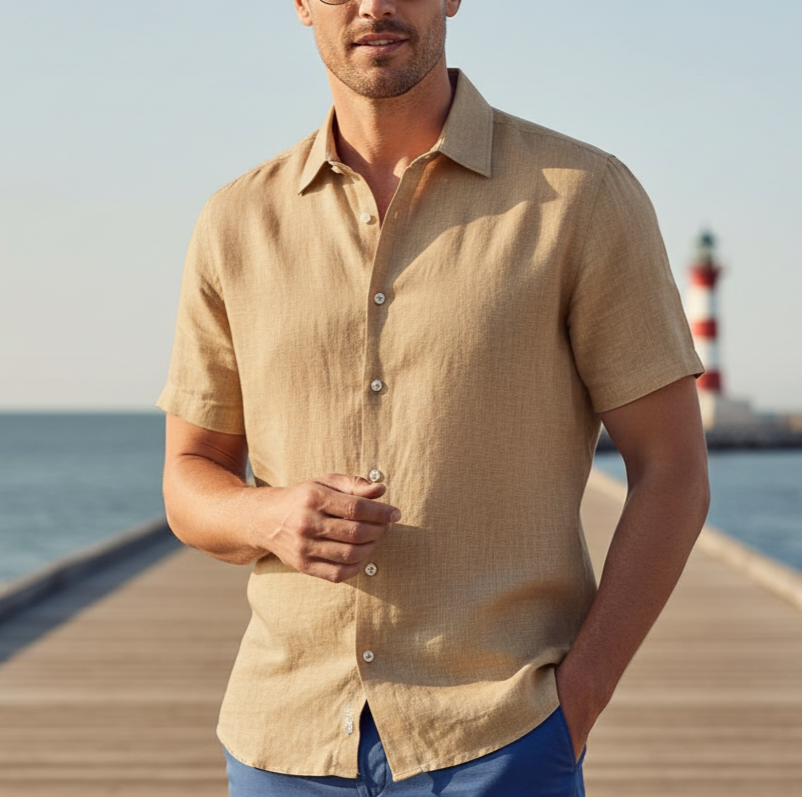 Cotton-Linen Shirt – Casual Summer Short Sleeve