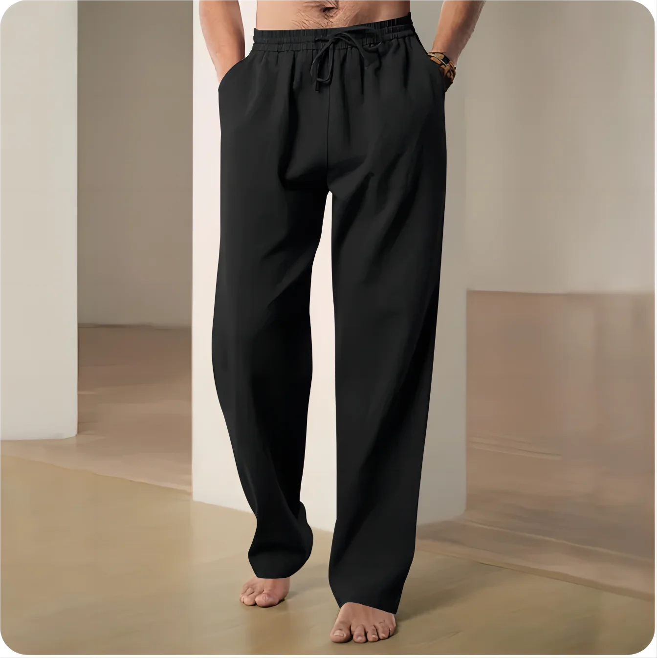 Men’s Cotton Hemp Trousers – Breathable, Comfortable Casual Pants for Spring and Summer, Straight Fit