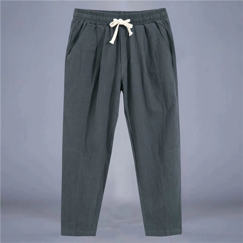 Cotton-Linen Drawstring Trousers – Relaxed Fit Linen Trousers