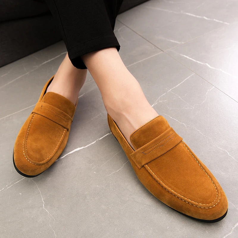 Men’s Suede Loafers – Pointed Toe Slip-On Dress Shoes