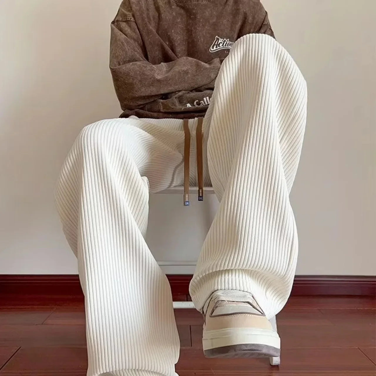 Men’s Corduroy Casual Pants – Loose Straight-Leg Sweatpants, American Fit, Spring/Autumn Essential