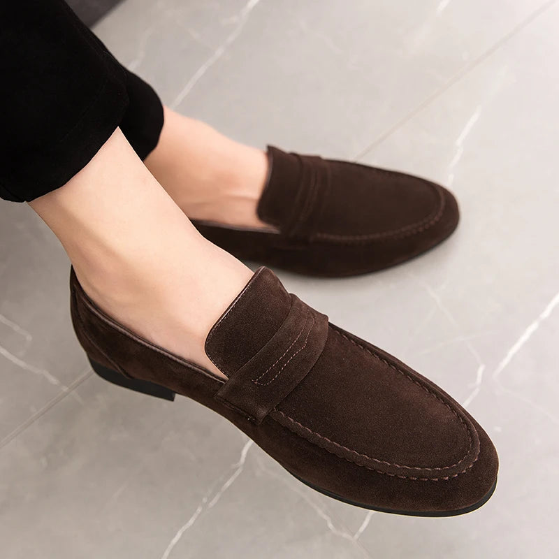 Men’s Suede Loafers – Pointed Toe Slip-On Dress Shoes
