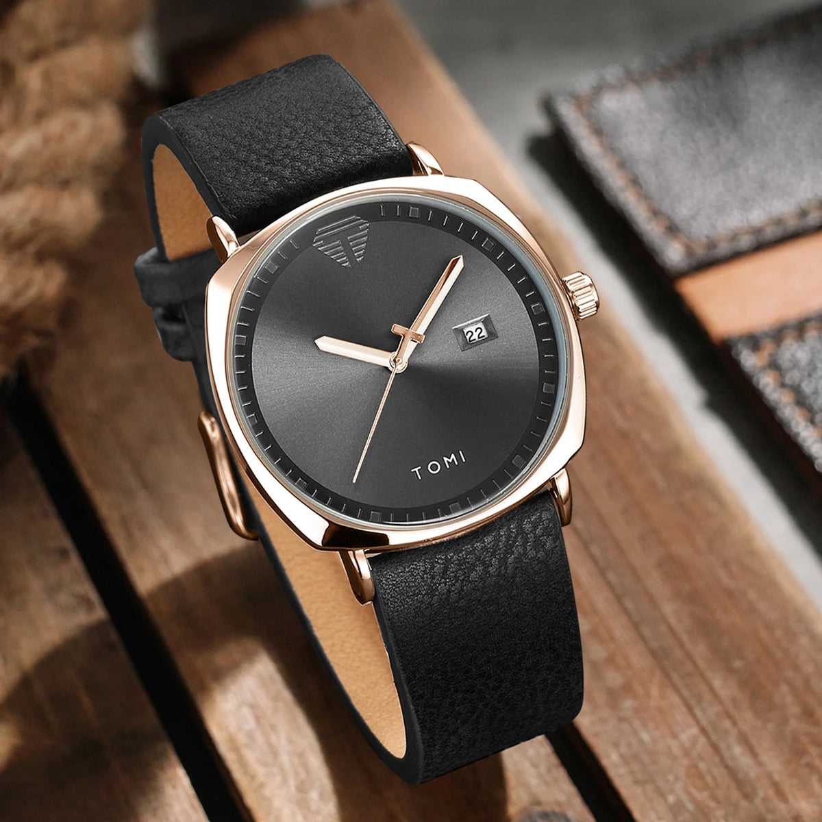 Men’s Minimalist Leather Quartz Watch – Casual Sports Style with Calendar