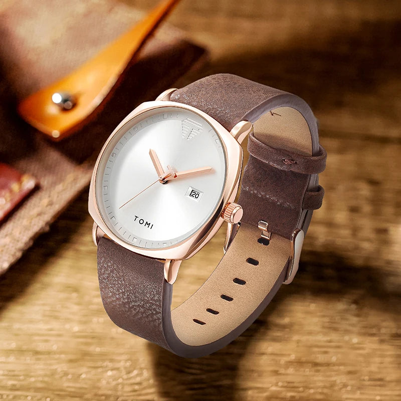 Men’s Minimalist Leather Quartz Watch – Casual Sports Style with Calendar