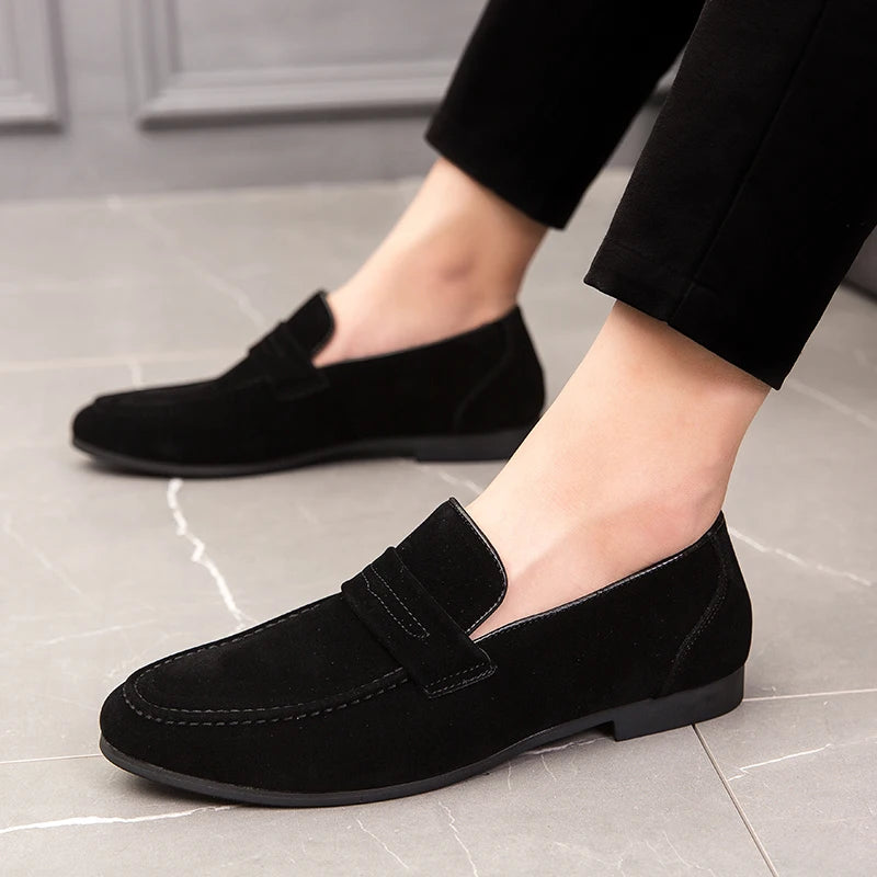 Men’s Suede Loafers – Pointed Toe Slip-On Dress Shoes