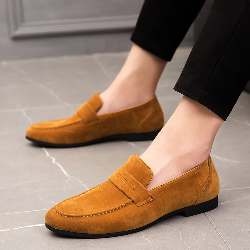 Men’s Suede Loafers – Pointed Toe Slip-On Dress Shoes