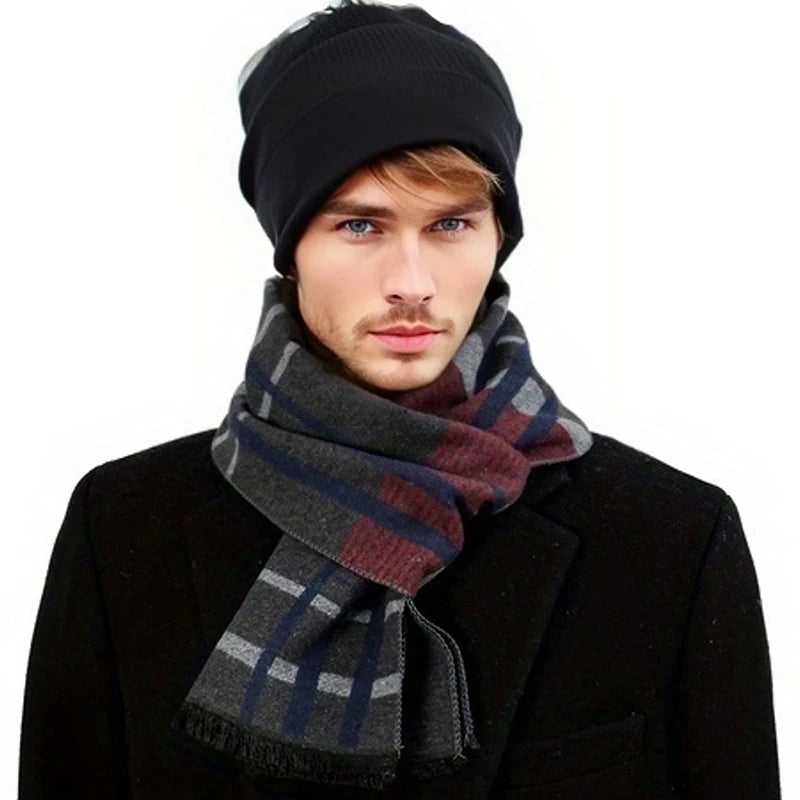 Elegant Men’s Cashmere Scarf – Thick & Cozy for Winter
