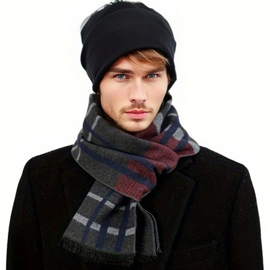 Elegant Men’s Cashmere Scarf – Thick & Cozy for Winter