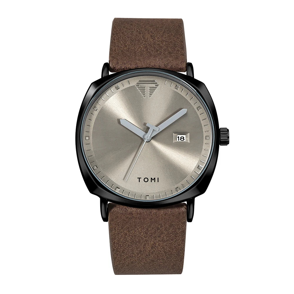 Men’s Minimalist Leather Quartz Watch – Casual Sports Style with Calendar