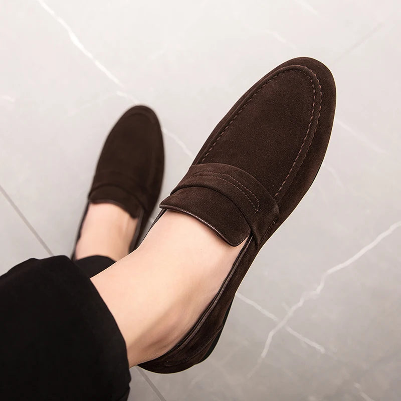 Men’s Suede Loafers – Pointed Toe Slip-On Dress Shoes
