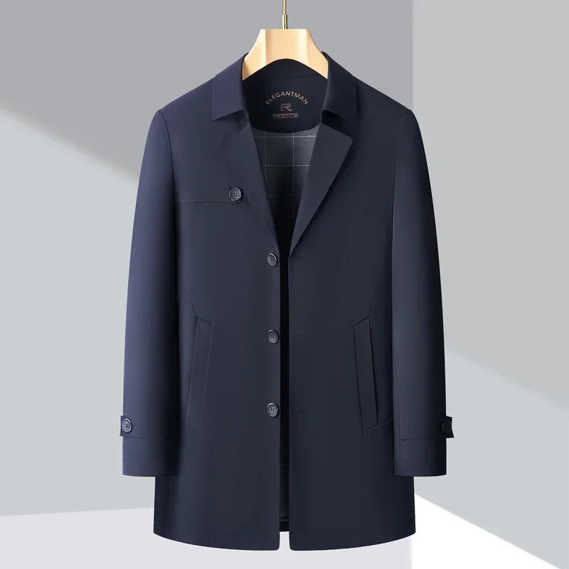 Men’s Autumn Trench Coat – Slim Fit Business & Casual Windbreaker