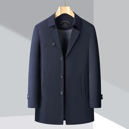 Men’s Autumn Trench Coat – Slim Fit Business & Casual Windbreaker