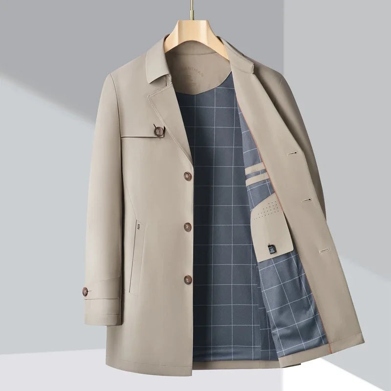 Men’s Autumn Trench Coat – Slim Fit Business & Casual Windbreaker