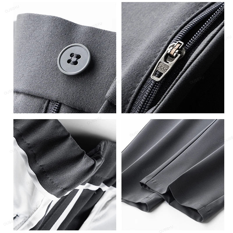 Elegant Linen-Blend Casual Trousers – Elastic Waist, Timeless Fit