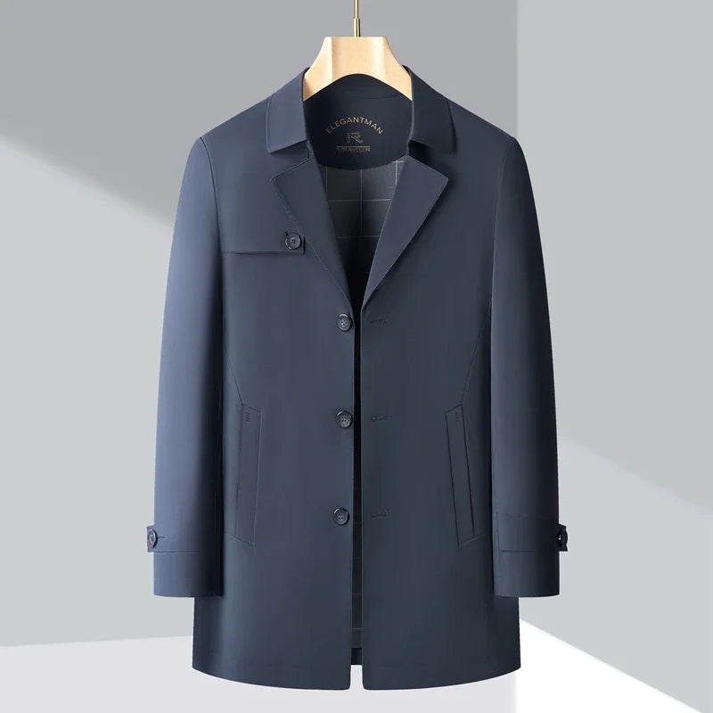 Men’s Autumn Trench Coat – Slim Fit Business & Casual Windbreaker