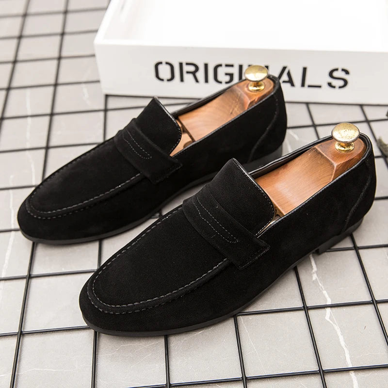Men’s Suede Loafers – Pointed Toe Slip-On Dress Shoes