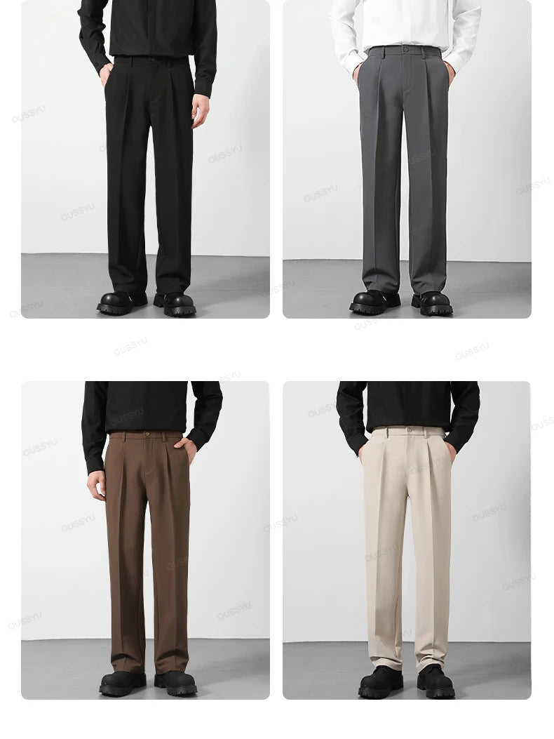 Elegant Linen-Blend Casual Trousers – Elastic Waist, Timeless Fit