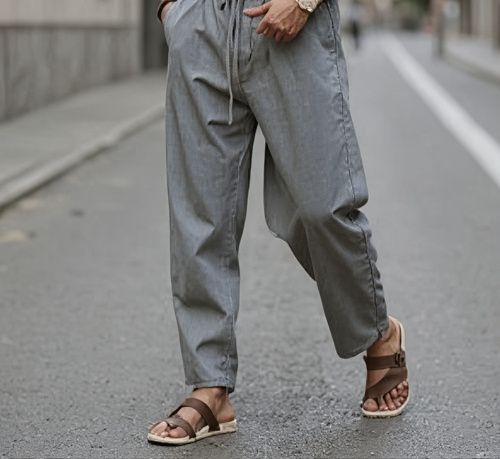Men’s Linen Blend Wide-Leg Trousers – Summer & Autumn Essential