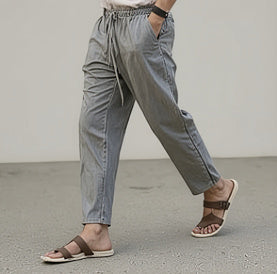 Men’s Linen Blend Wide-Leg Trousers – Summer & Autumn Essential