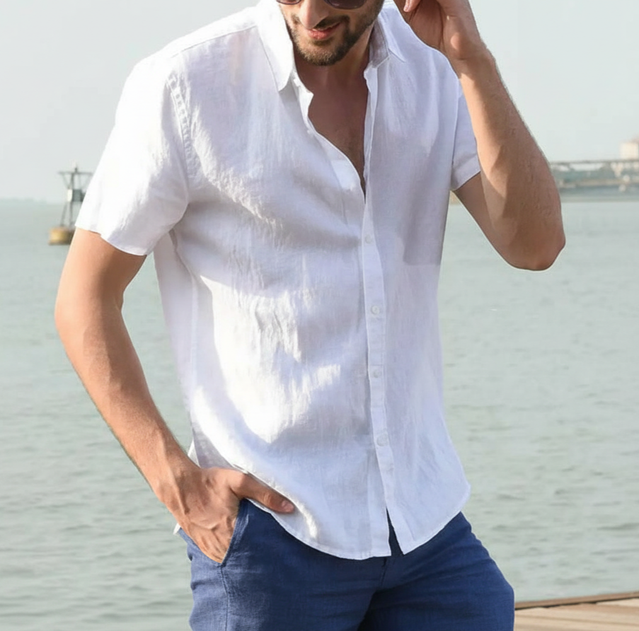 Cotton-Linen Shirt – Casual Summer Short Sleeve