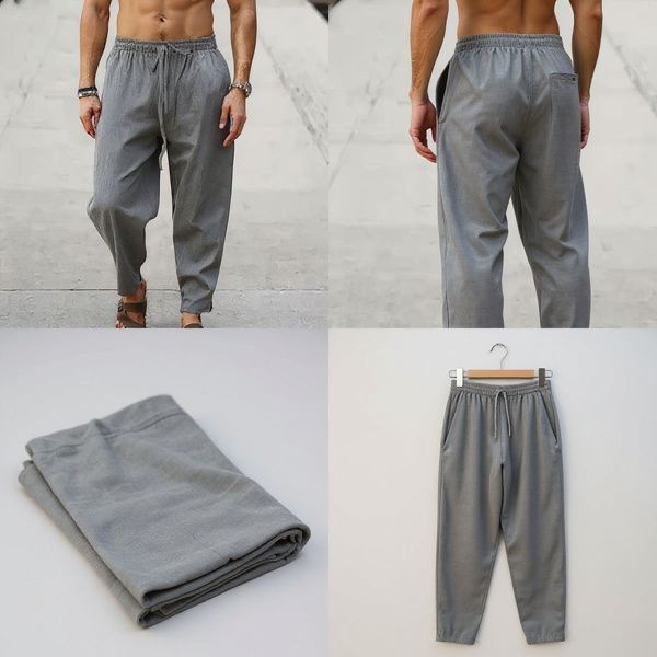 Men’s Linen Blend Wide-Leg Trousers – Summer & Autumn Essential