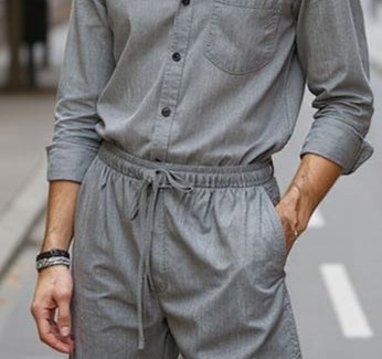 Men’s Linen Blend Wide-Leg Trousers – Summer & Autumn Essential