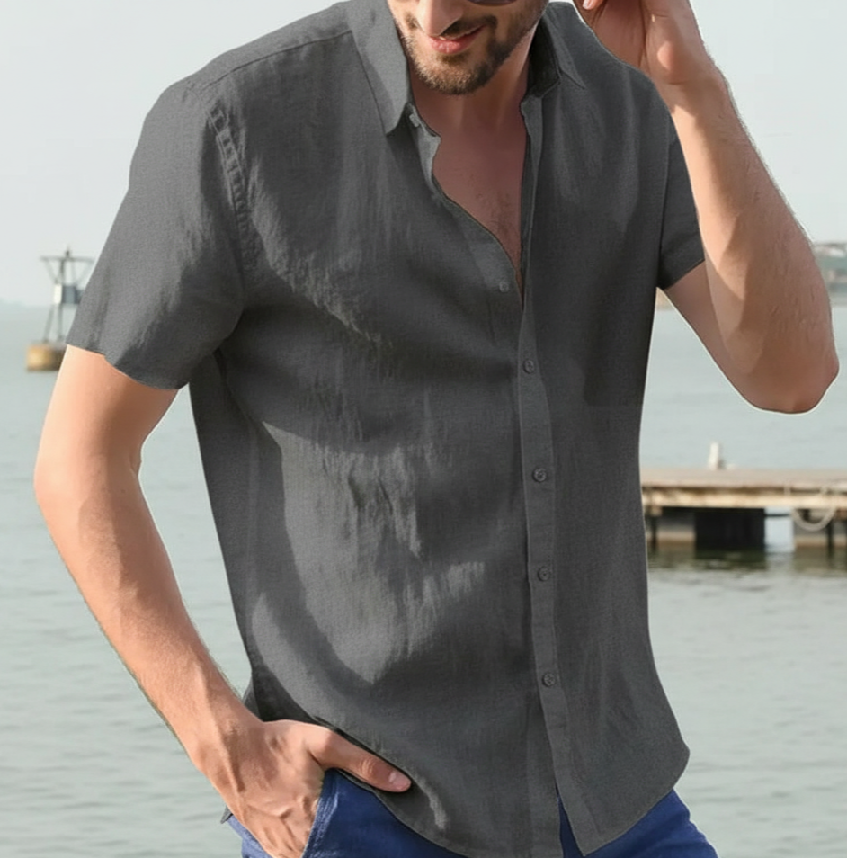 Cotton-Linen Shirt – Casual Summer Short Sleeve
