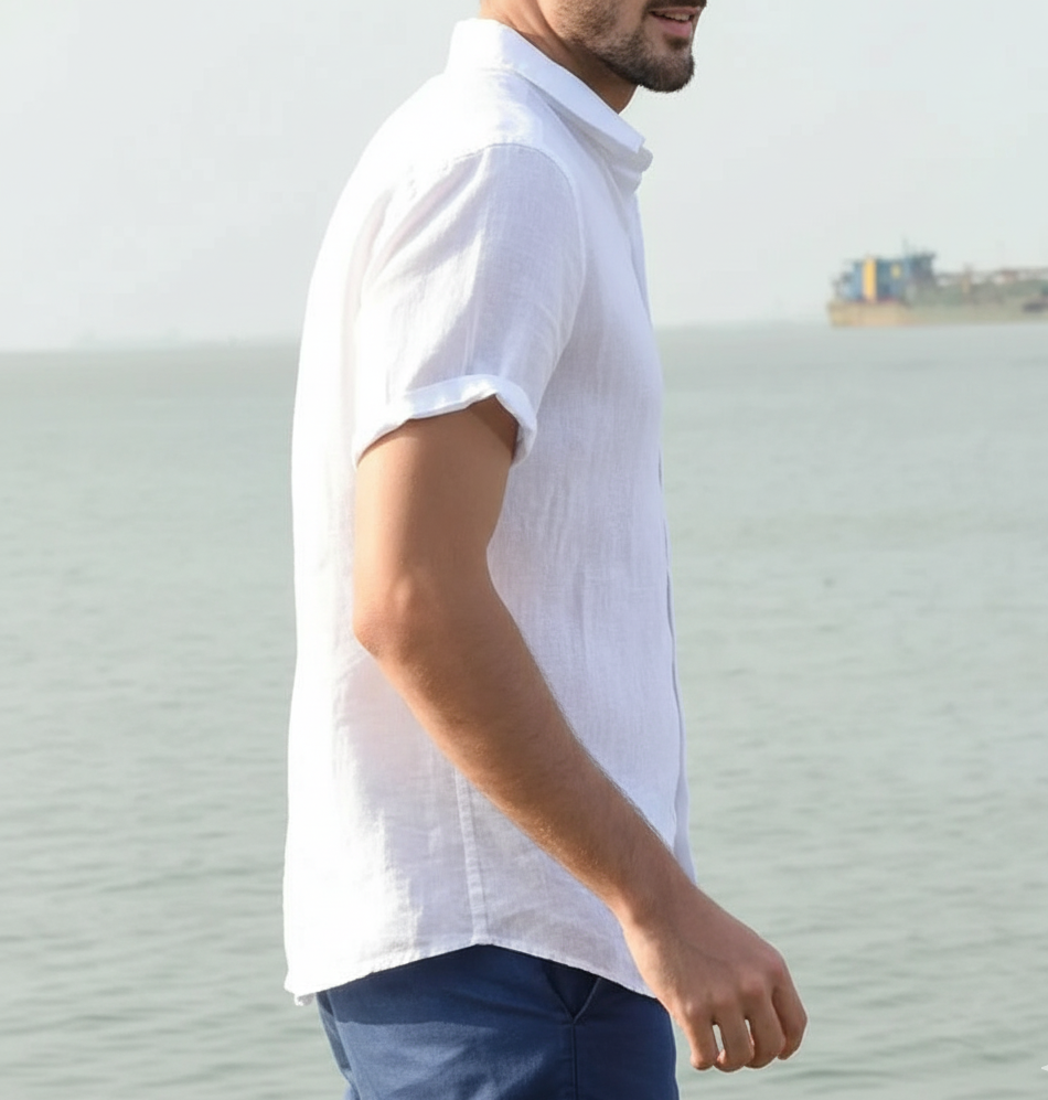 Cotton-Linen Shirt – Casual Summer Short Sleeve